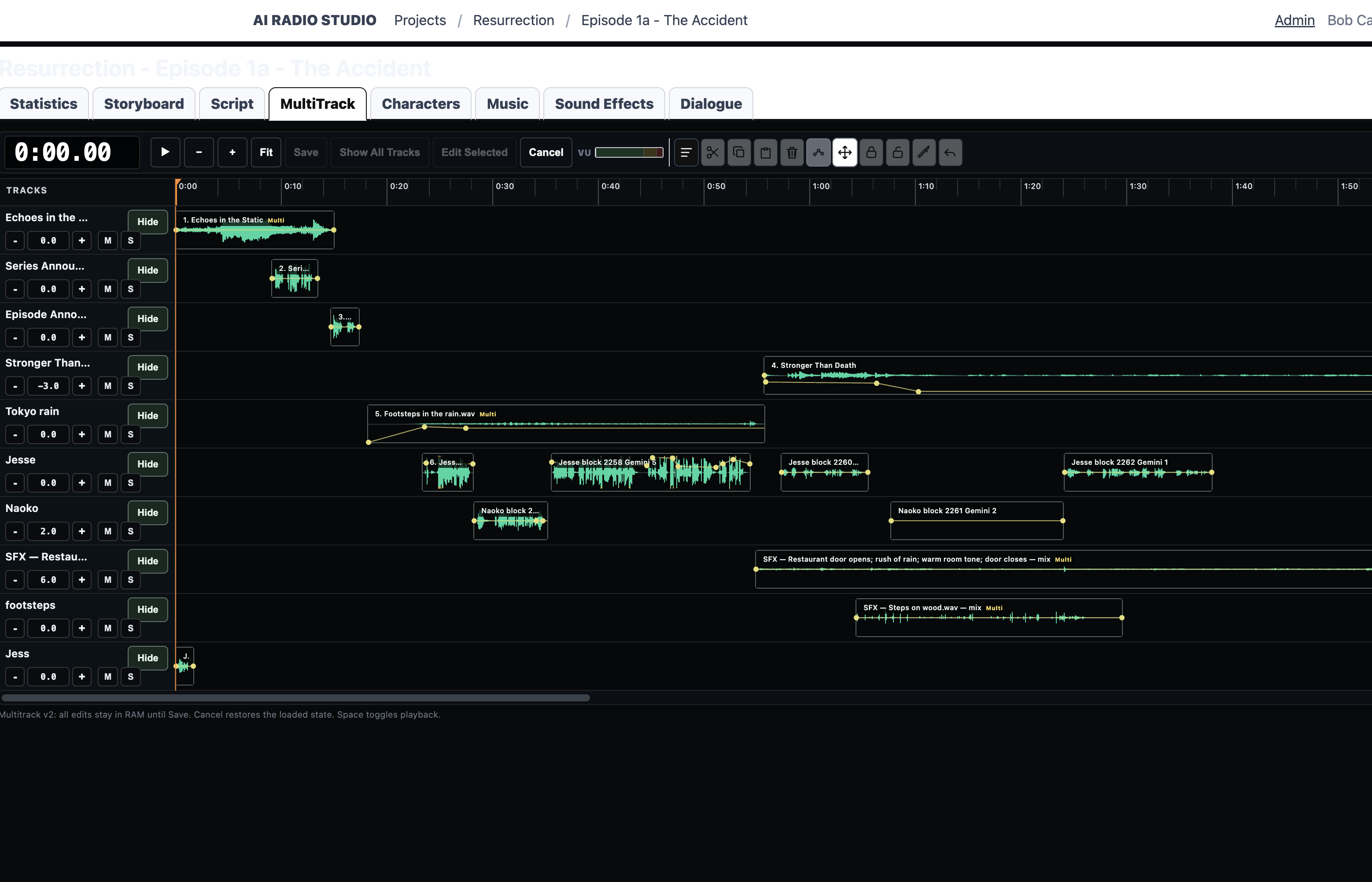 MultiTrack audio editor screenshot