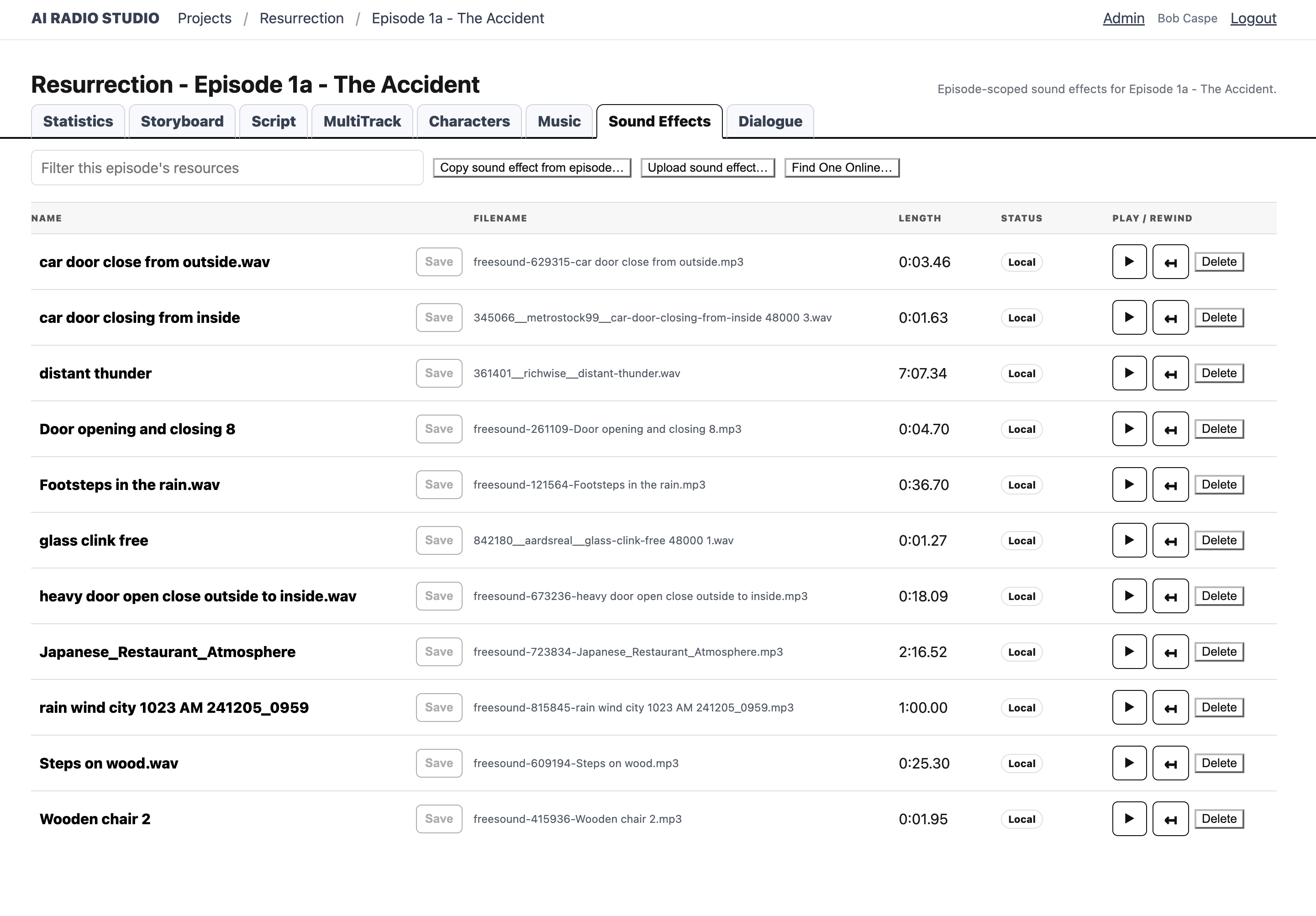 Sound Effects resource library screenshot