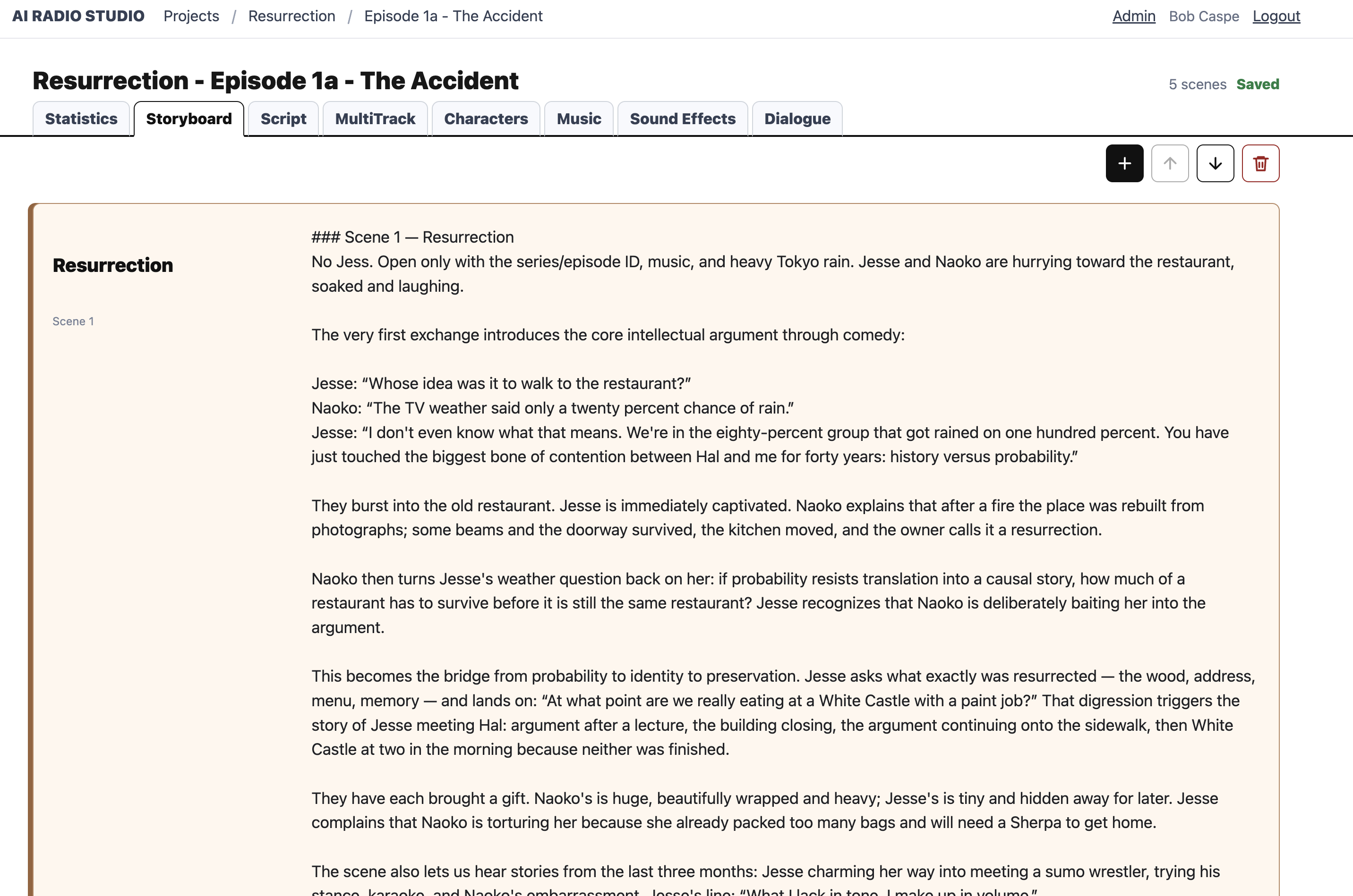 Storyboard editor screenshot